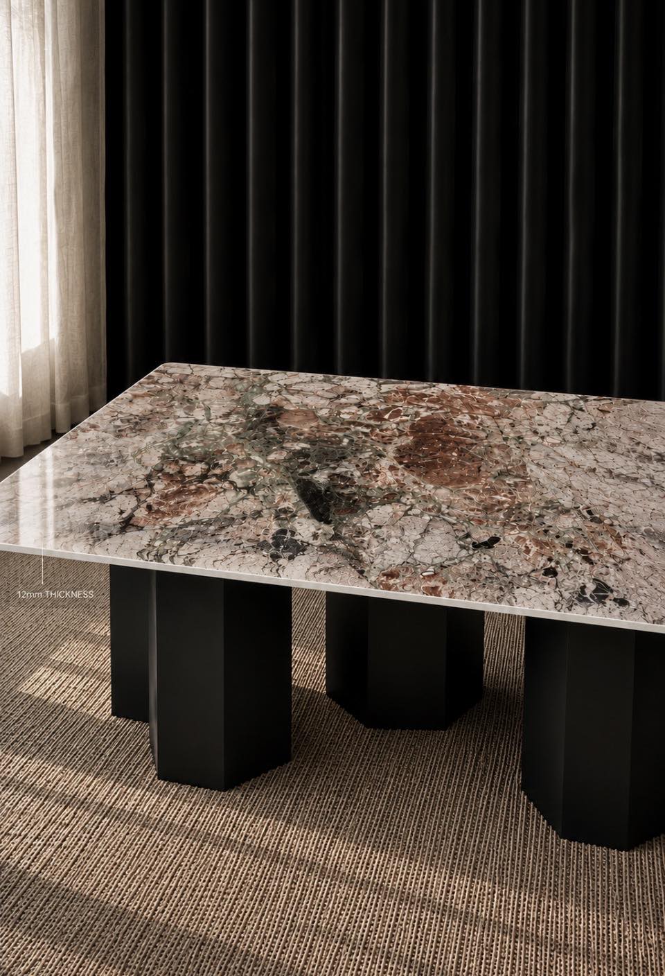 BRECCIA GREEN MARBLE DINING TABLE