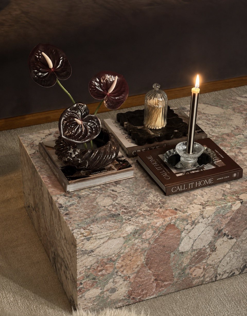 BRECCIA GREEN MARBLE SINTERED STONE COFFEE TABLE