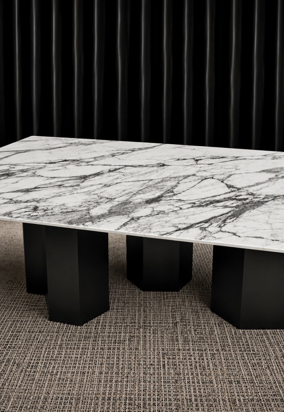 BLACK CALACATTA DINING TABLE