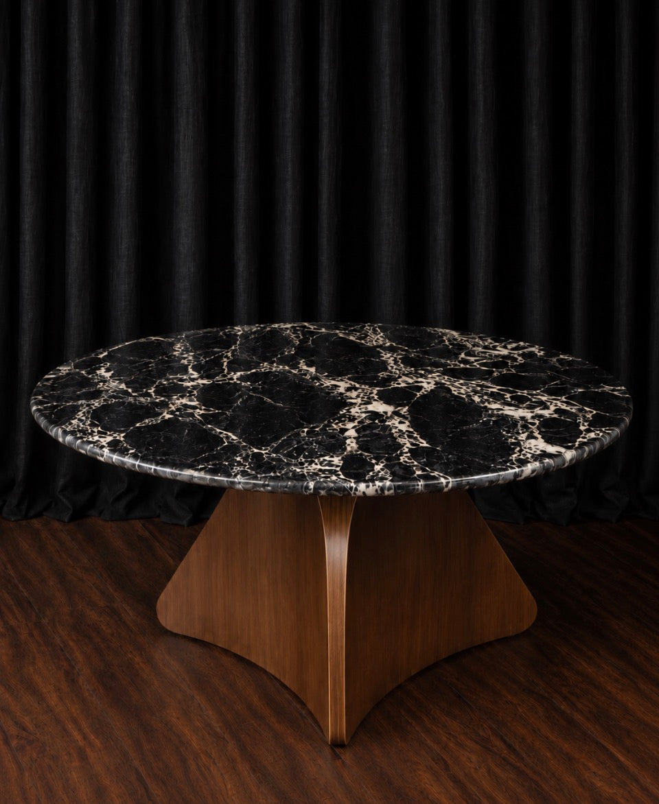 NAPOLEON BLACK MARBLE ROUND DINING TABLE